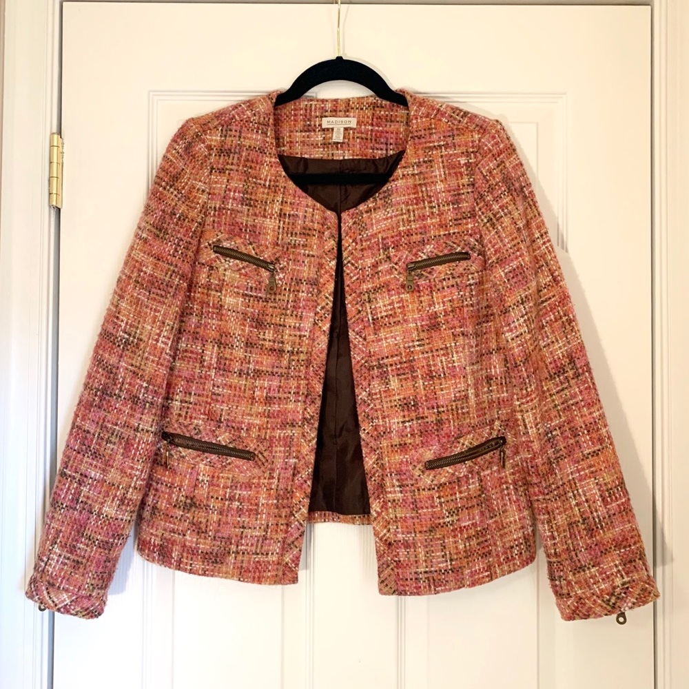 Madison Pink Orange Tweed Blazer